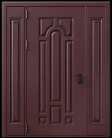 Входная термодверь с металлофиленкой, вставками по бокам и порошковым окрашиванием RAL 3007 (тип №4) Входная термодверь с металлофиленкой, вставками по бокам и порошковым окрашиванием RAL 3007 (тип №4)