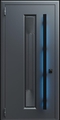 Входная термодверь с металлофиленкой, длинной ручкой с подсветкой и порошковым покрытием RAL 7021 (тип №6)